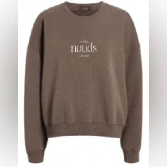 Nuuds BRAND NEW Mocha CrewNeck Sweatshirt w/ Logo - Picture 1 of 5